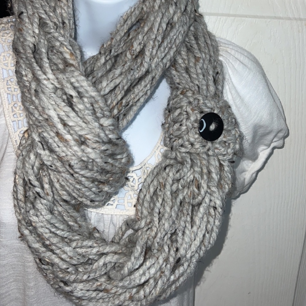 Light Gray Knit Infinity Scarf